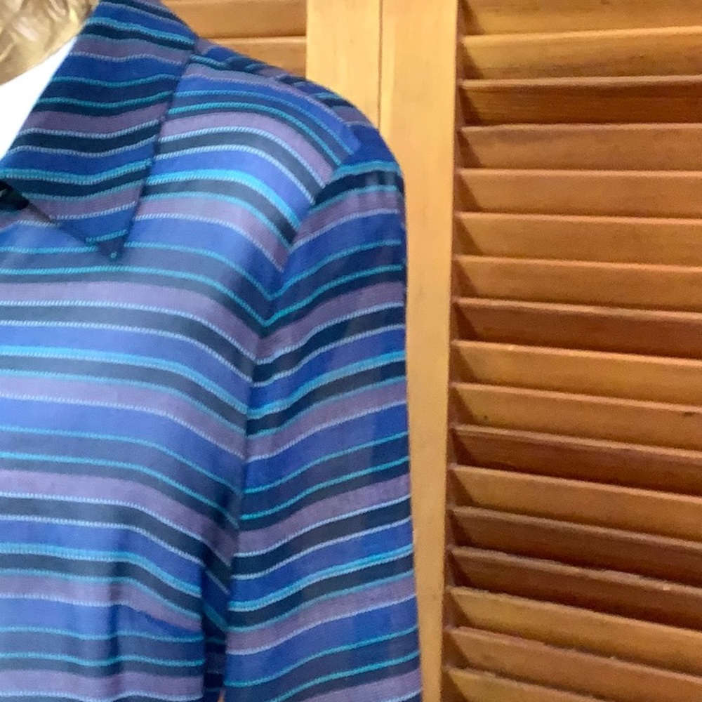 Cabi Multicolored Stripes Button-Down Sheer Shirt - image 7